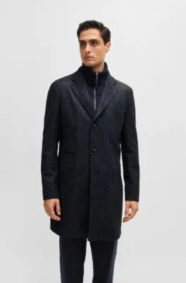 Abrigo slim fit de espiga con interior extraíble con cremallera