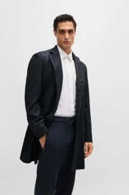 Abrigo slim fit de espiga con interior extraíble con cremallera