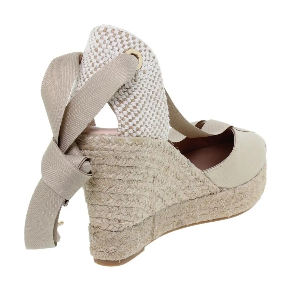 Alpargatas altas de yute y piel dorada by