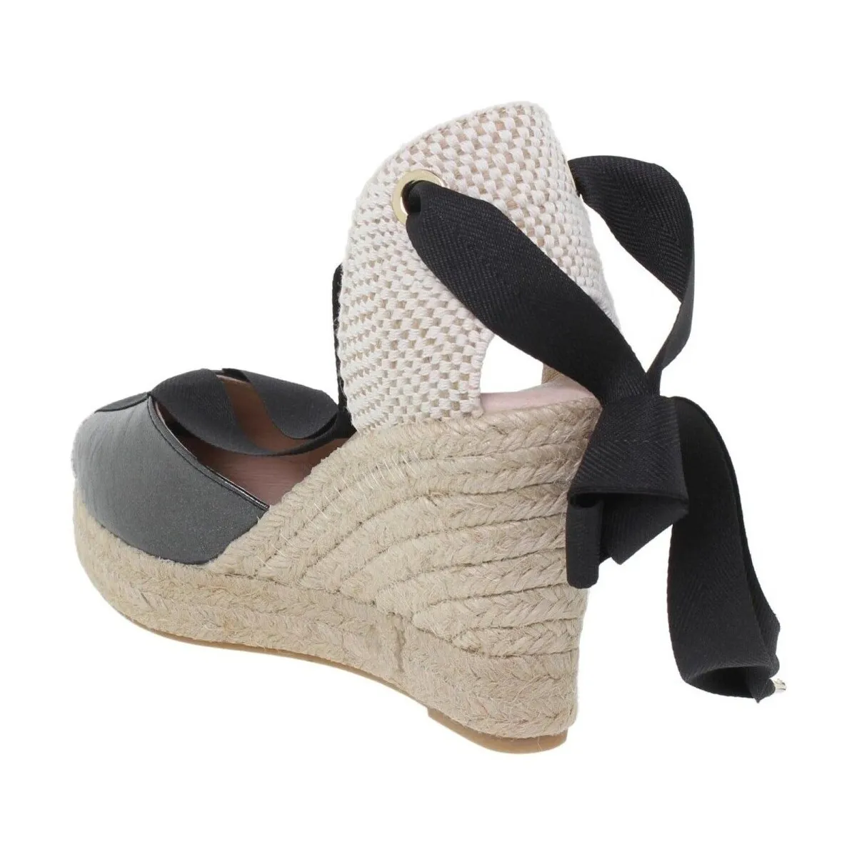 Alpargatas altas de yute y piel negra by