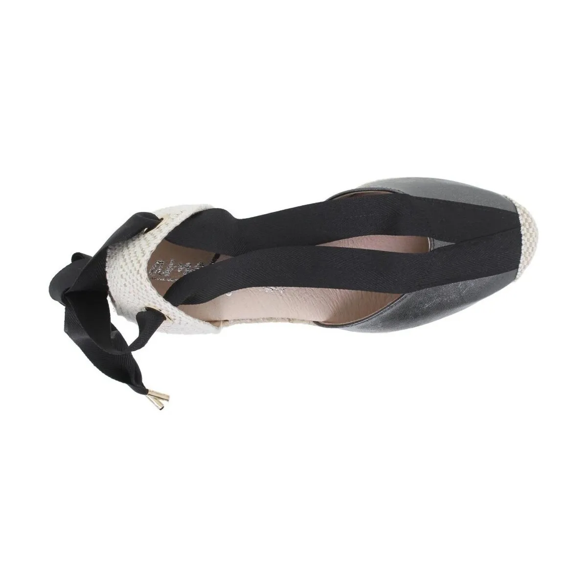 Alpargatas altas de yute y piel negra by