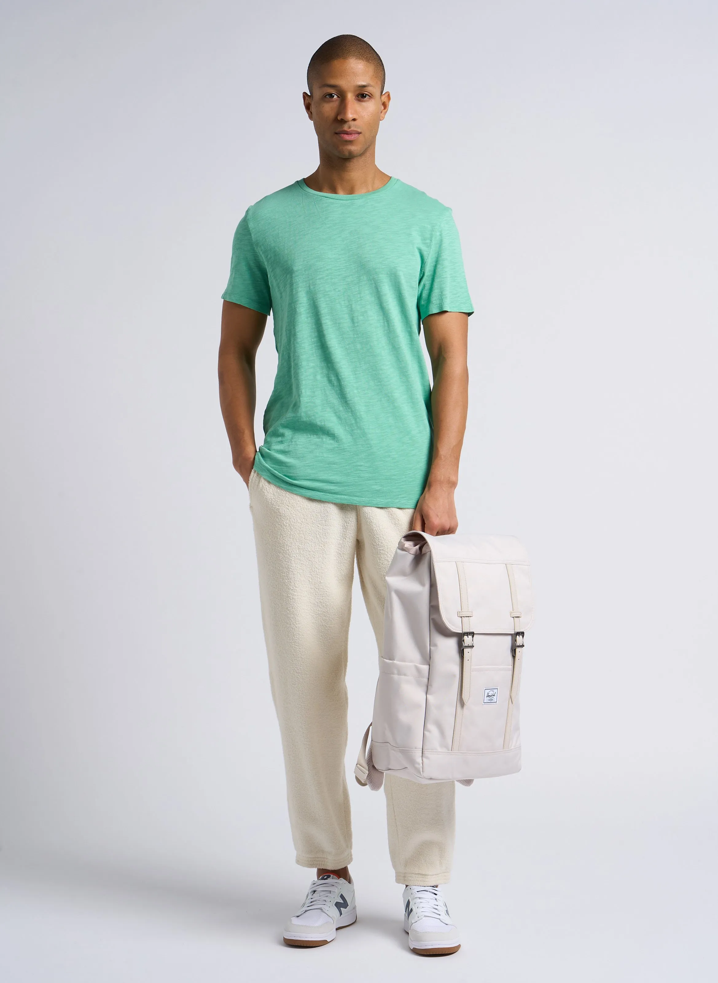 AMERICAN VINTAGE BOBYPARK  JOGGING DE TELA DE RIZO DE ALGODóN ORGáNICO EN BEIGE