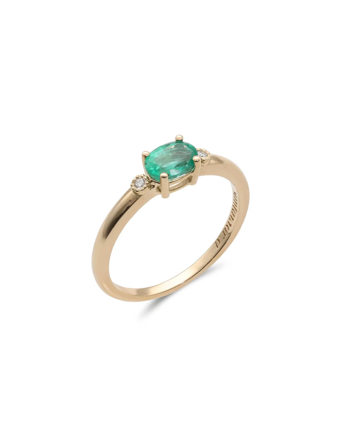 Anillo Oro Amarillo, Esmeralda Y Diamantes
