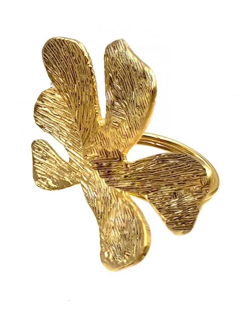 ANILLOS GRANDES DE MUJER DORADOS CON ORIGINAL HOJA