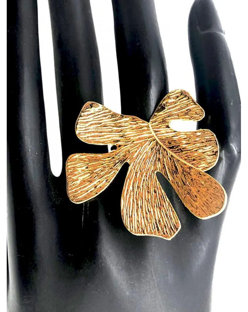 ANILLOS GRANDES DE MUJER DORADOS CON ORIGINAL HOJA
