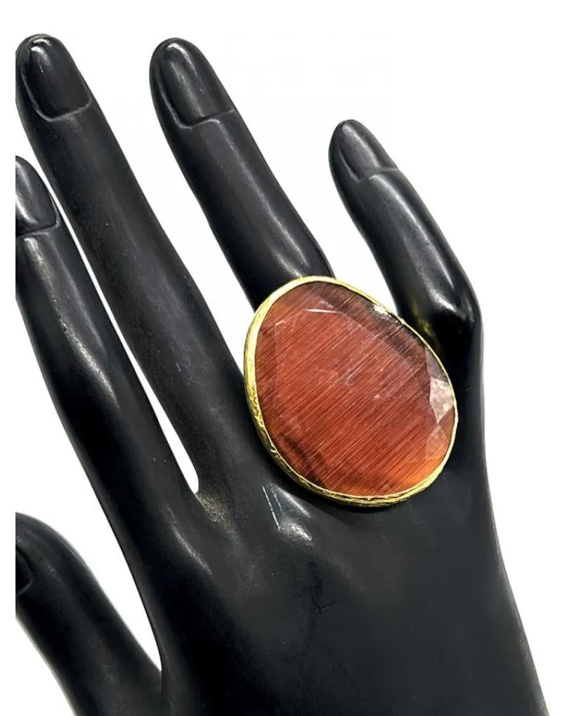 ANILLOS MARRONES PARA MUJER GRANDES DE PIEDRA OJO DE GATO