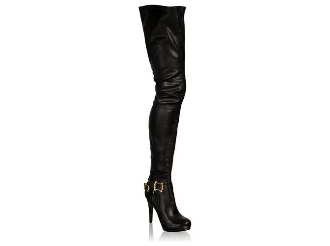 Anna Dello Russo pour H & M ANNA DELLO RUSSO per H&M Botas altas de cuero negro 