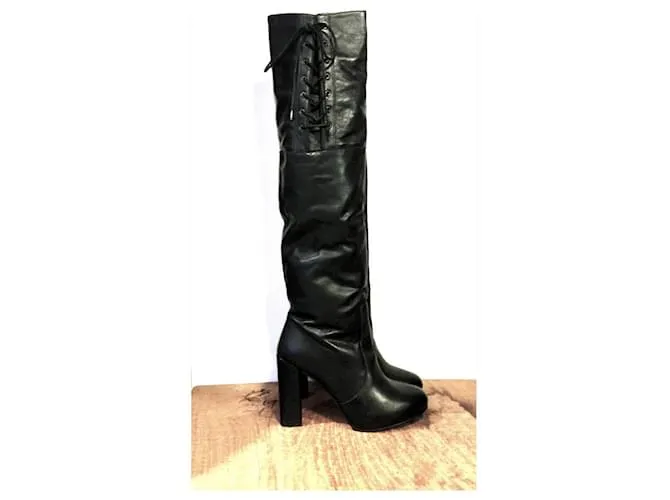 Autre Marque botas altas de cuero Negro 