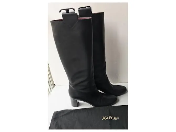 AVRIL GAUL Botas altas de piel negras T40,5 ES MUY BUEN ESTADO Negro 
