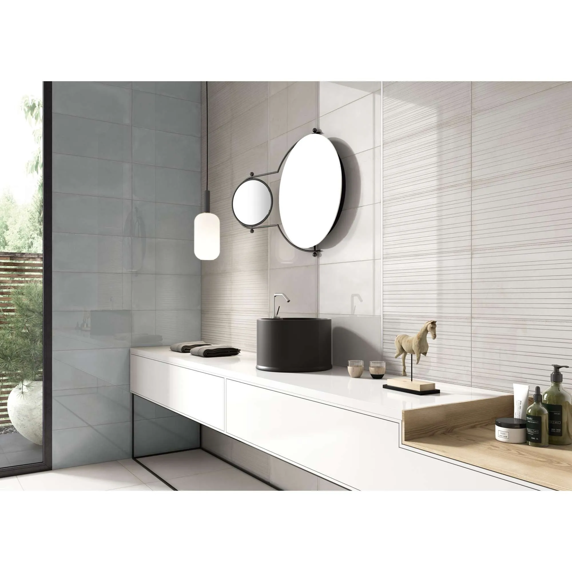Azulejo para Pared 25x50cm Flow Beige Lineal