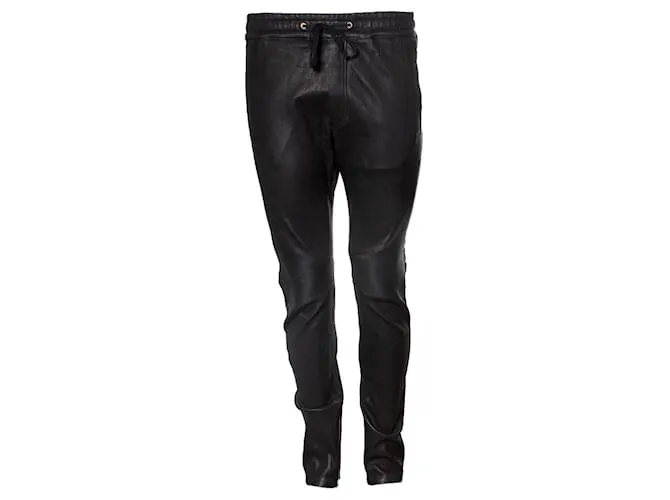 Balmain Balmaın, pantalones de chándal biker de cuero Negro 