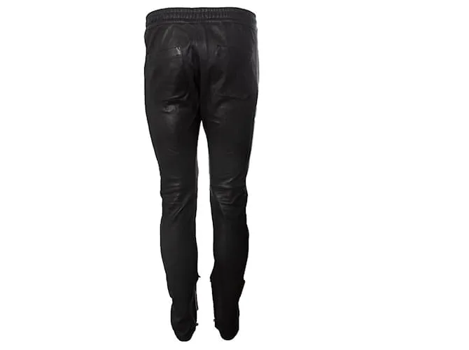 Balmain Balmaın, pantalones de chándal biker de cuero Negro 