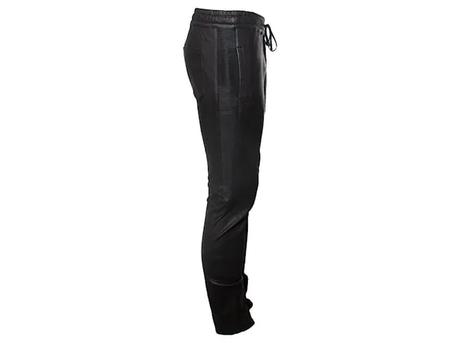 Balmain Balmaın, pantalones de chándal biker de cuero Negro 
