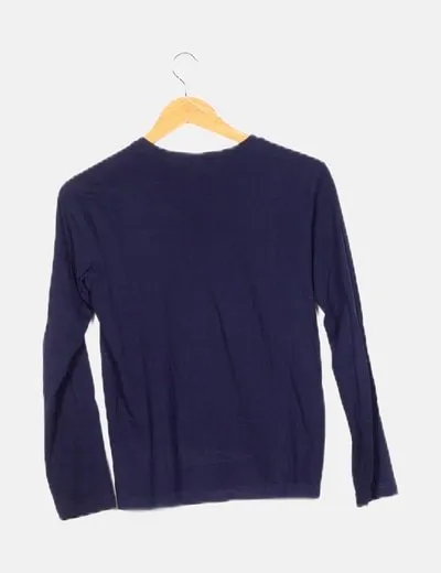 Benetton Camiseta azul marina estampada