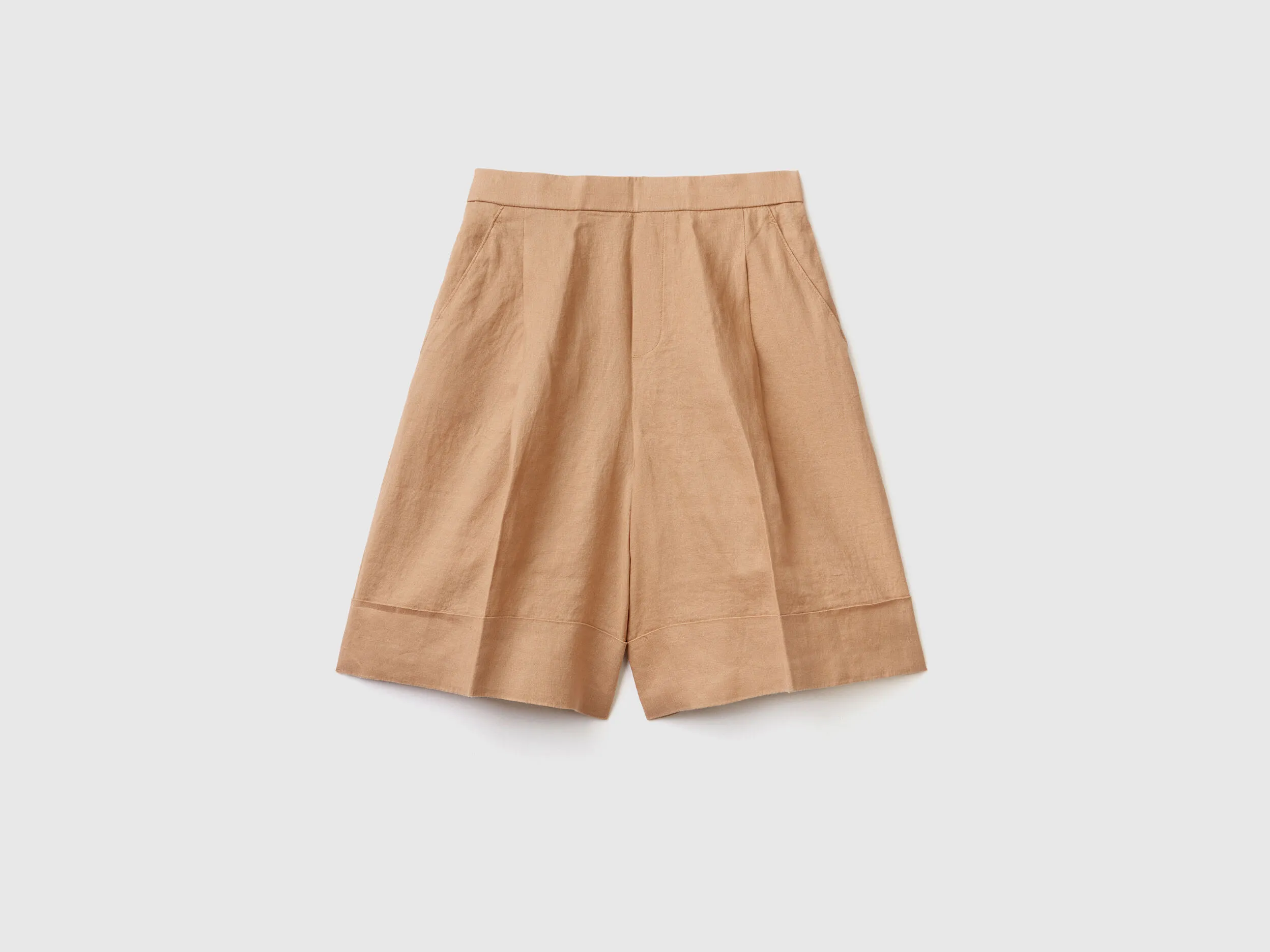 Bermudas de 100 % lino con vuelta