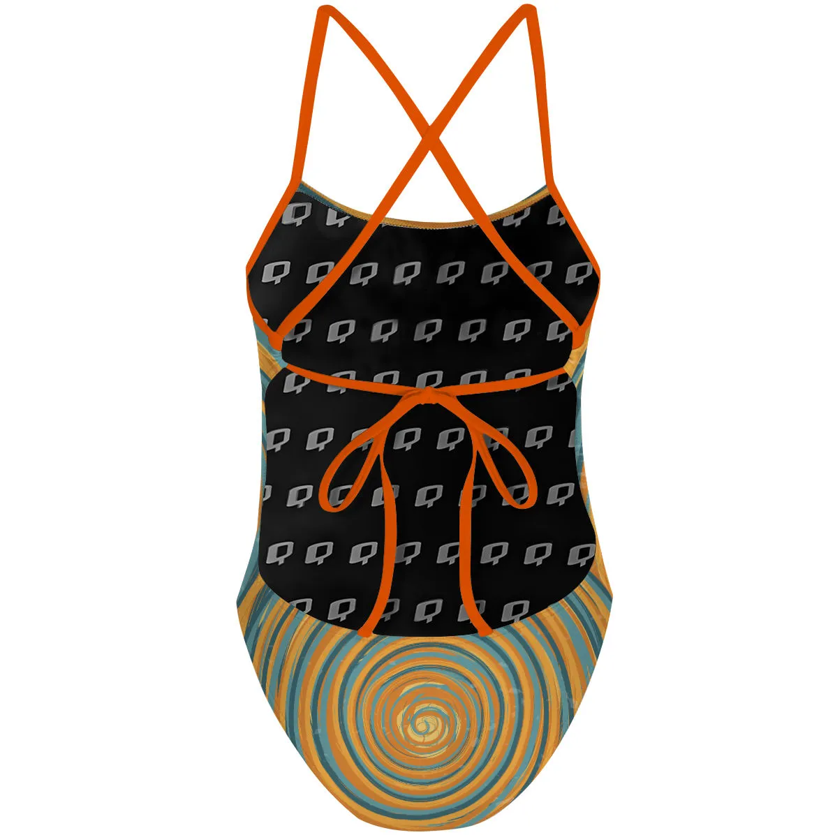 BLUE AND YELLOW SUNSET  TIEBACK ONE PIECE SWIMSUIT