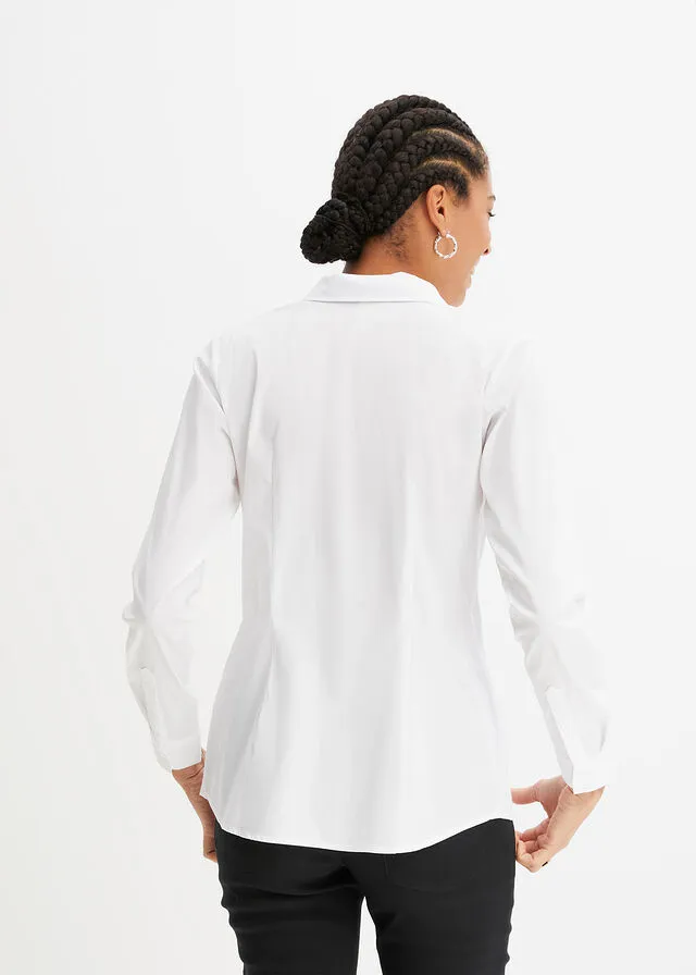 BLUSA CON INSERTO DE SEDA EN ESTAMPADO DE LEOPARDO BLANCOESTAMPADO DE LEOPARDO