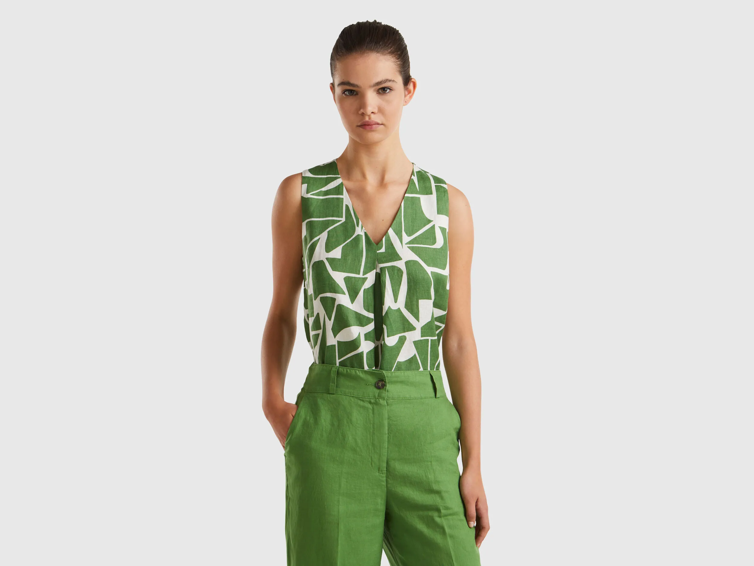 Blusa de lino estampado