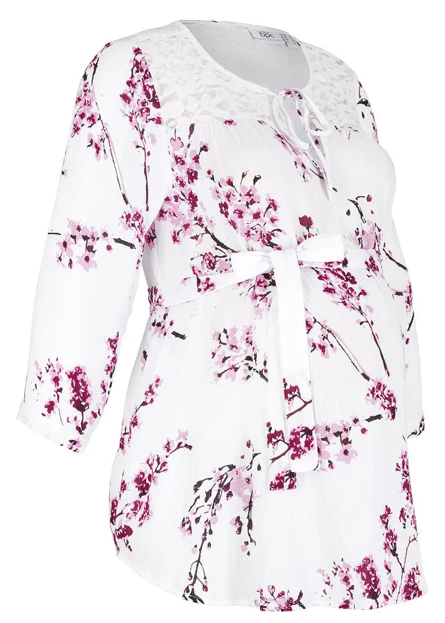 Blusa premamá Blanco lana de flores