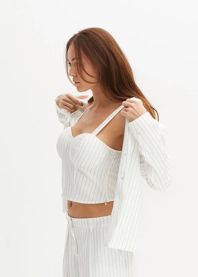 BLUSA SIN MANGAS BLANCONEGRO DE RAYAS