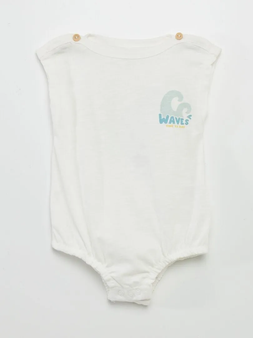 BODY CON CUELLO BARCO ESTAMPADO  BLANCO