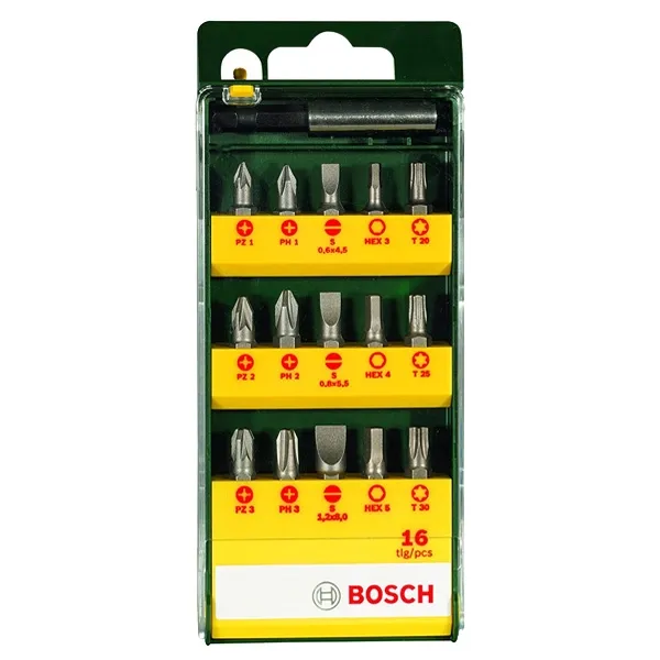 BOSCH  2607019453  JUEGOCABEZAS DE TORNILLO, MIXTO, 16 PIEZAS