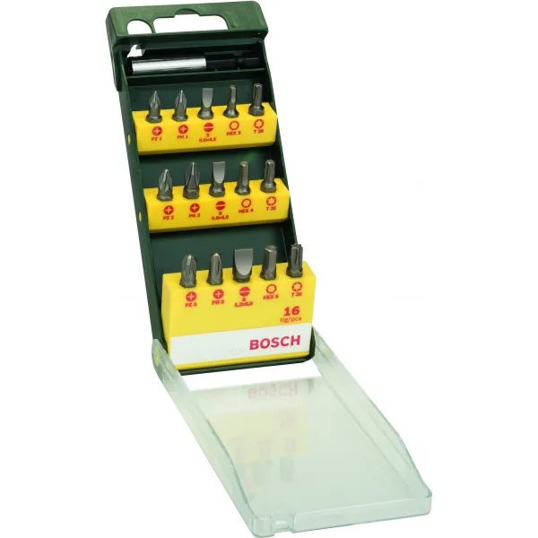 BOSCH  2607019453  JUEGOCABEZAS DE TORNILLO, MIXTO, 16 PIEZAS