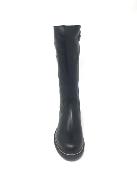bota piel negro hebillas