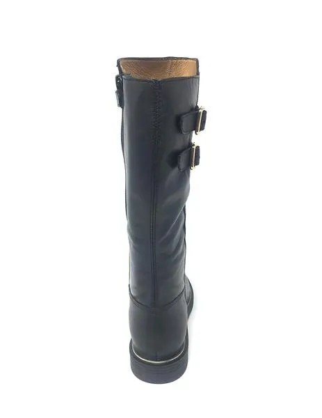 bota piel negro hebillas