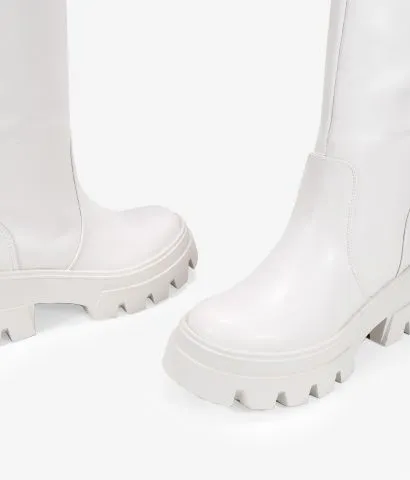 Botas altas beige con suela track