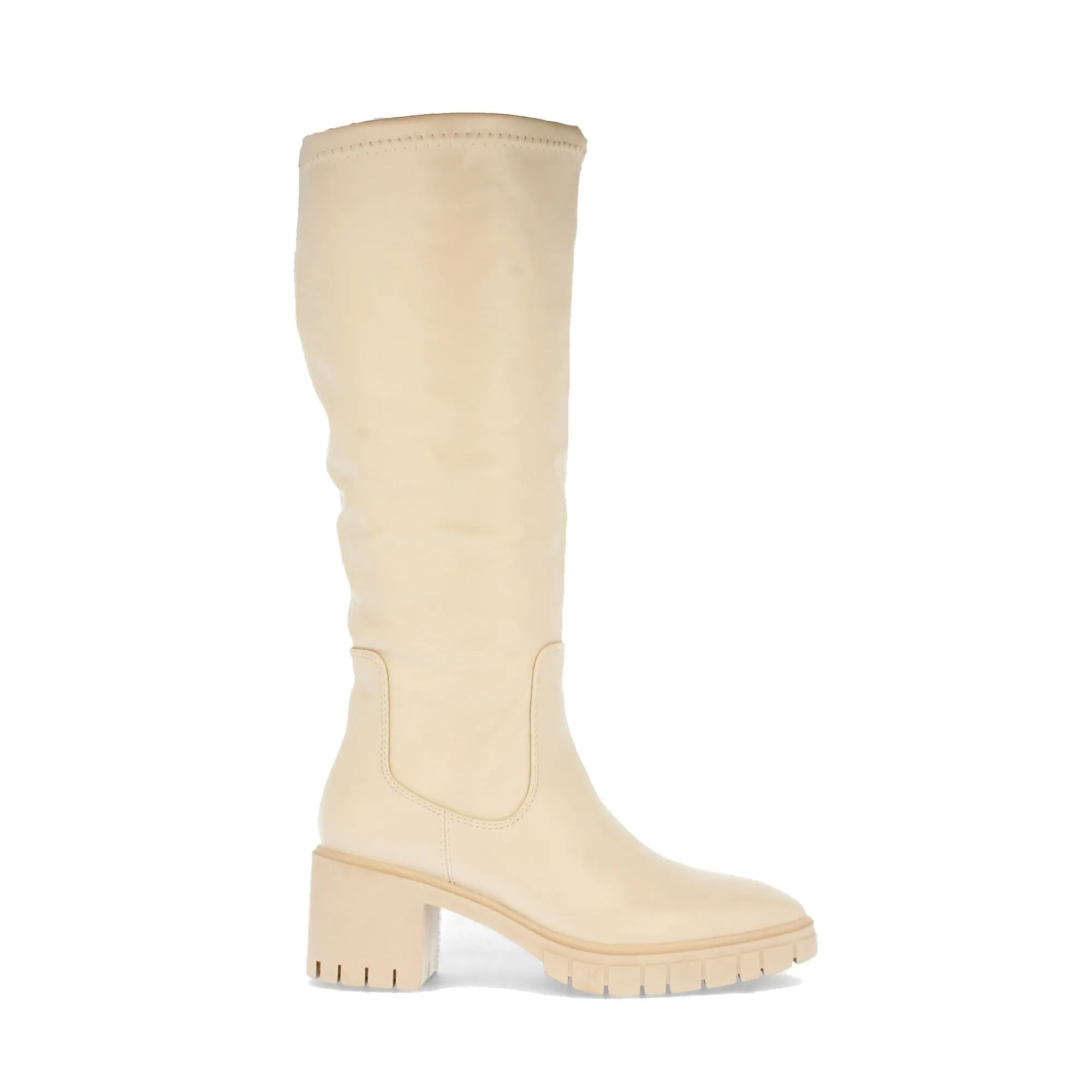 Botas altas con plataforma y suela track mujer color beige
