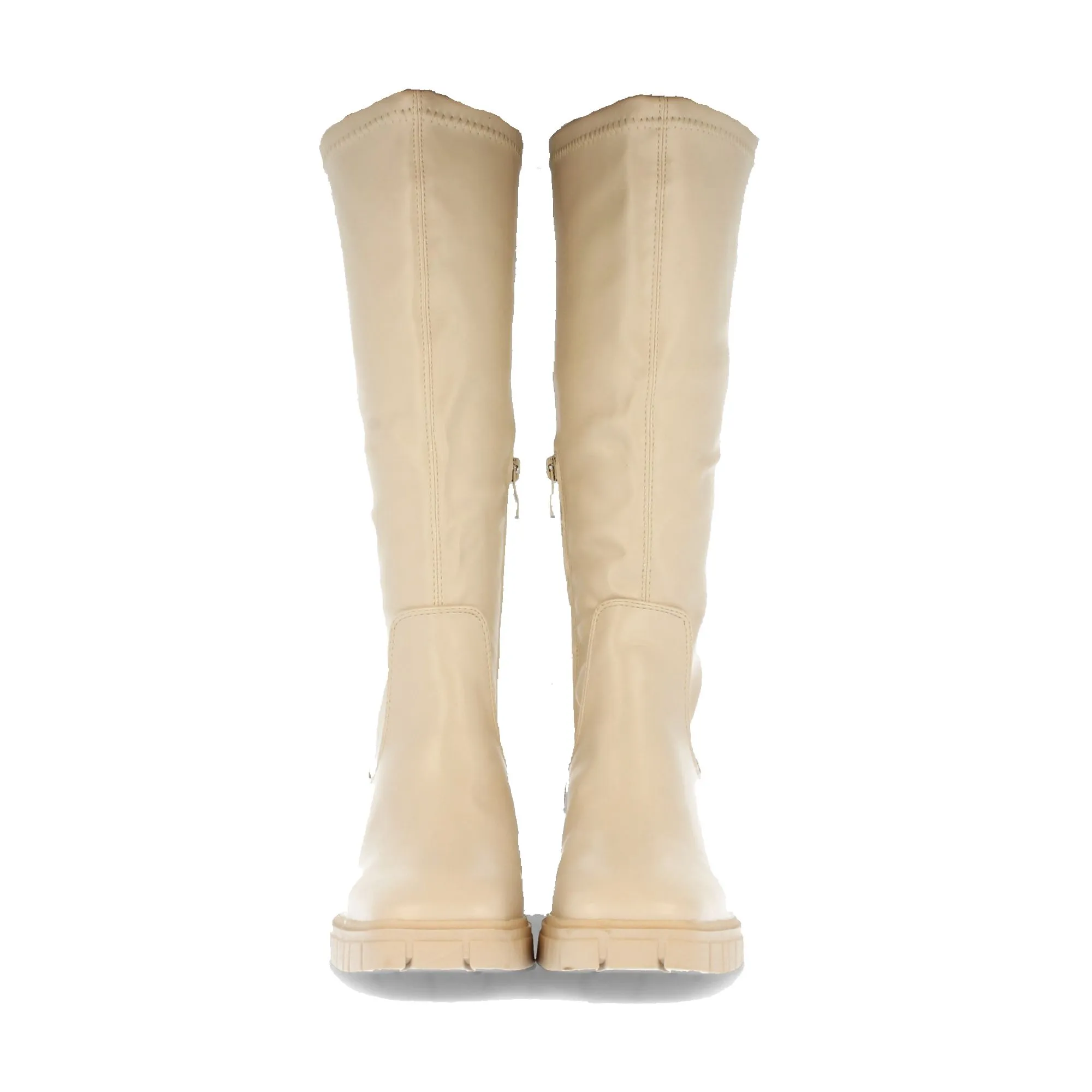 Botas altas con plataforma y suela track mujer color beige