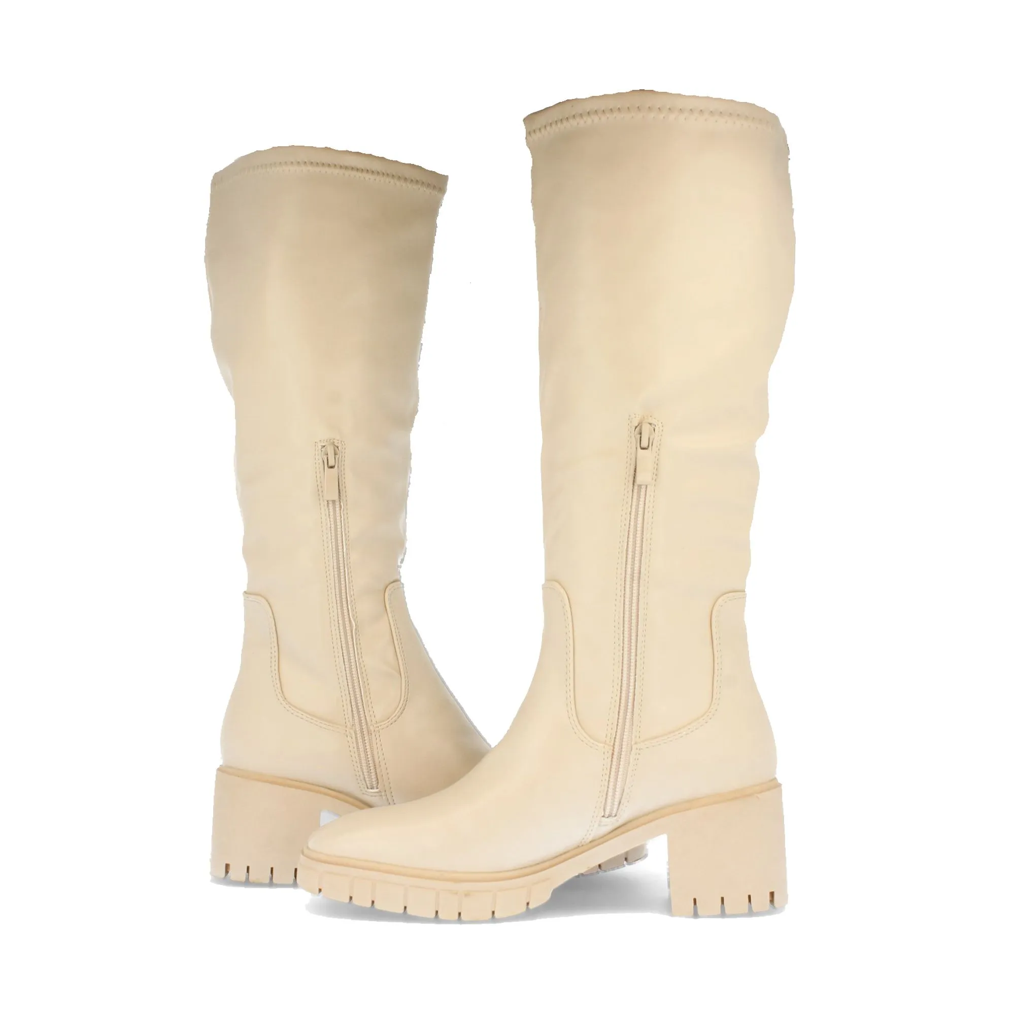 Botas altas con plataforma y suela track mujer color beige