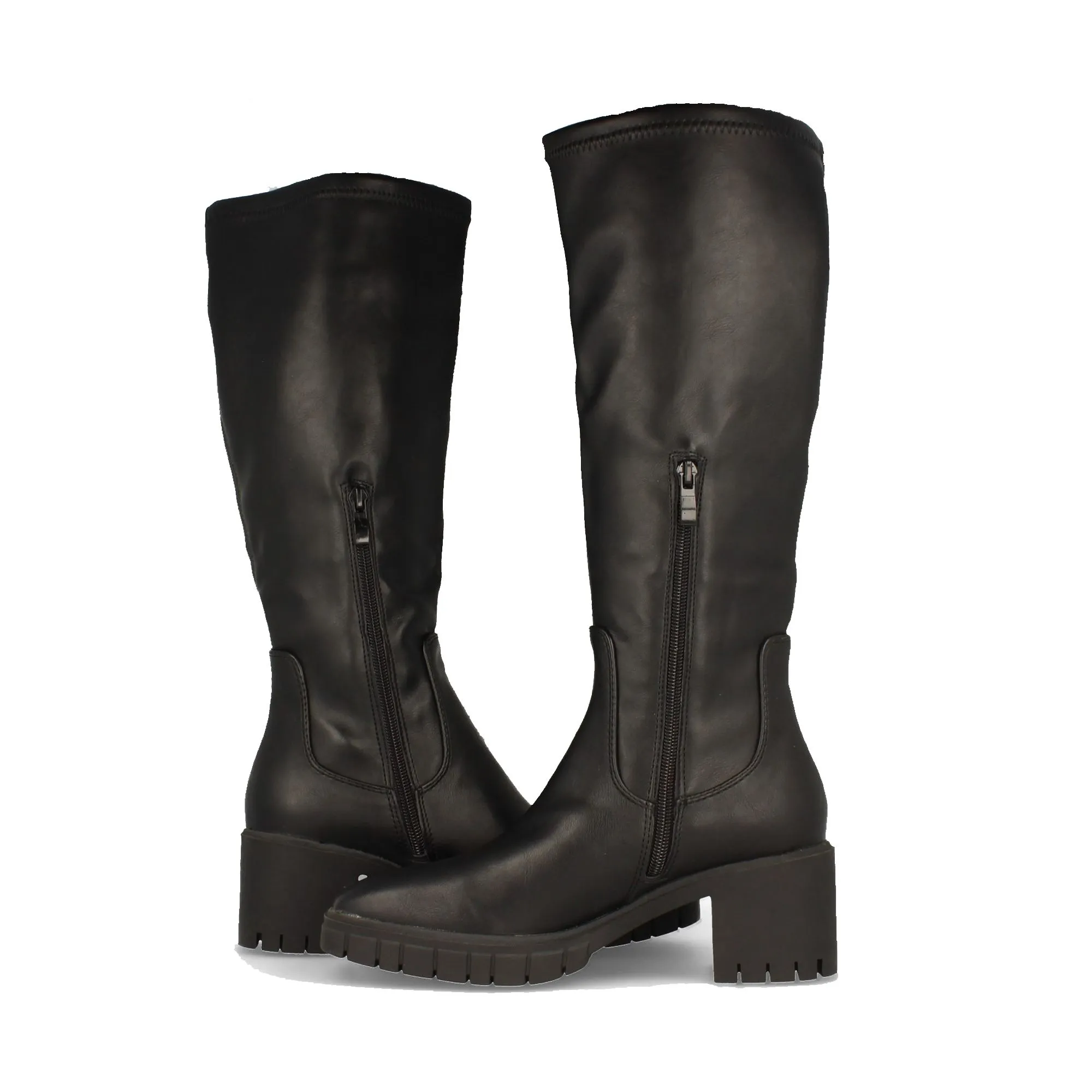 Botas altas con plataforma y suela track mujer color negro