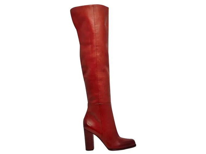 Botas altas de muslo de cuero Sam Edelman en rojo oxidado. Nunca usado. Roja 