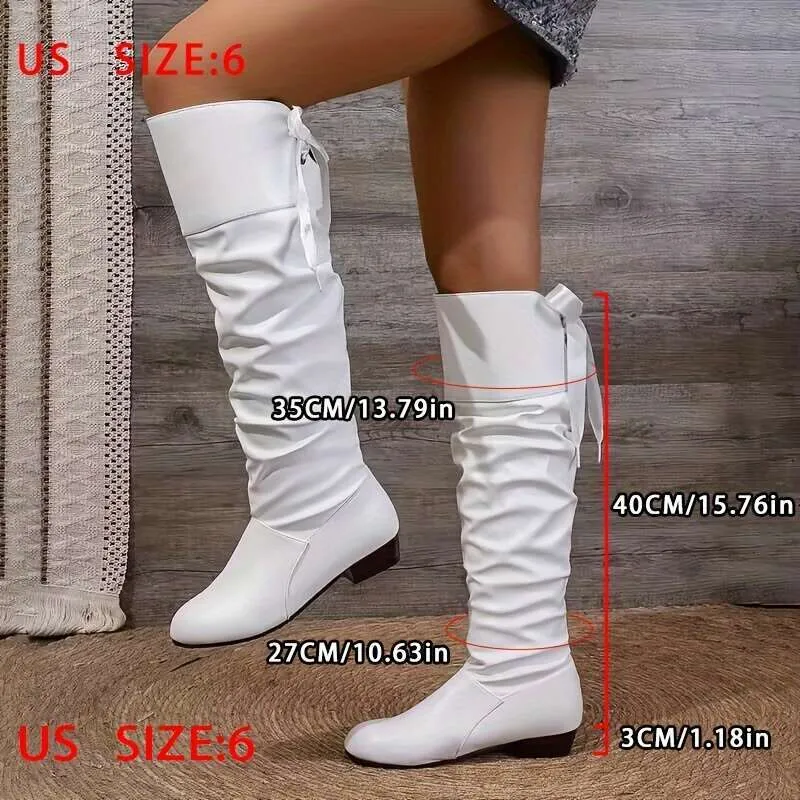 Botas altas de rodilla de color sólido de color sólido para mujeres, elegantes botas largas y elegantes
