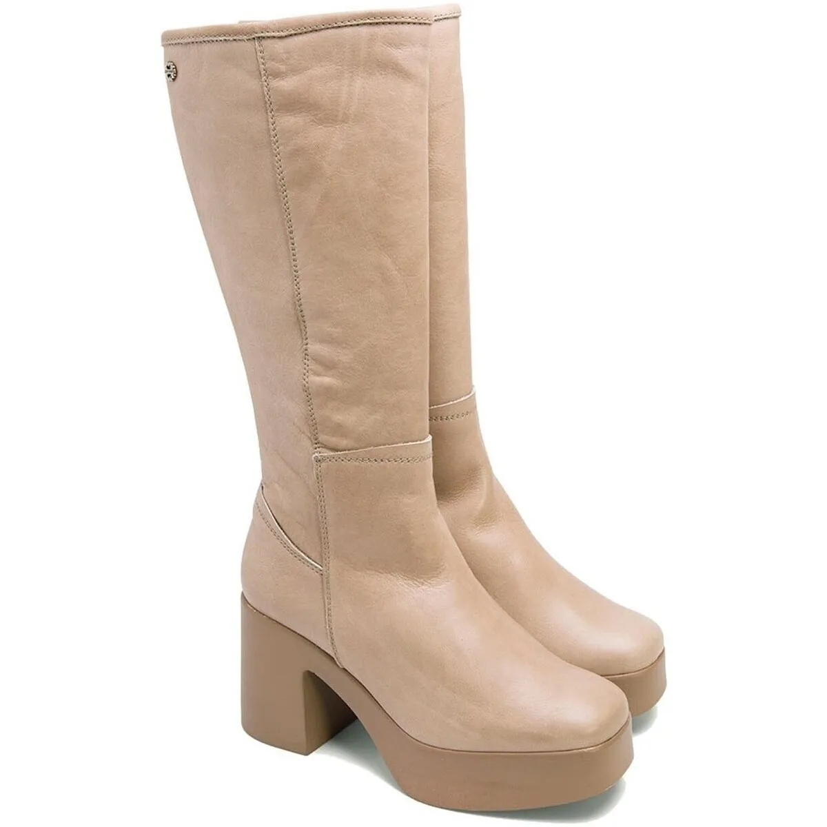 BOTAS ALTAS DE TACÓN EN PIEL  LEA 4562 TAUPE