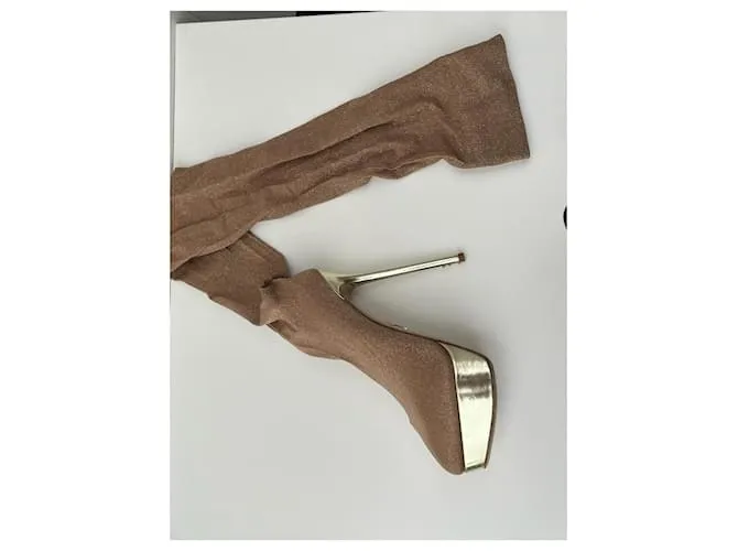 Botas altas hasta el muslo con medias de tejido elástico con purpurina Charlotte Olympia Dorado 