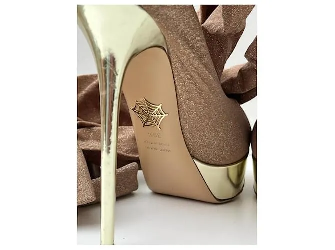 Botas altas hasta el muslo con medias de tejido elástico con purpurina Charlotte Olympia Dorado 