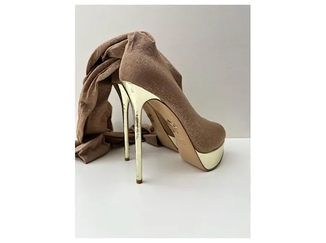 Botas altas hasta el muslo con medias de tejido elástico con purpurina Charlotte Olympia Dorado 