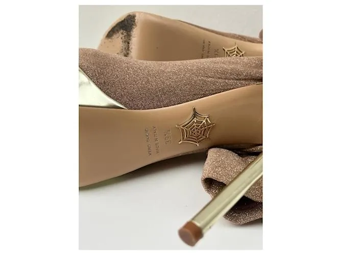 Botas altas hasta el muslo con medias de tejido elástico con purpurina Charlotte Olympia Dorado 