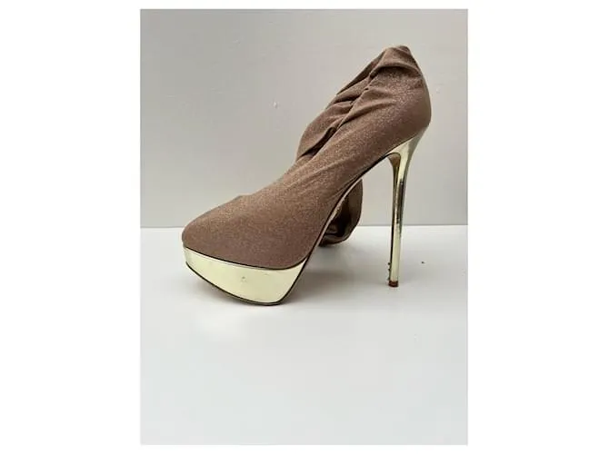 Botas altas hasta el muslo con medias de tejido elástico con purpurina Charlotte Olympia Dorado 