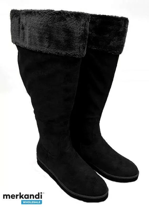 BOTAS ALTAS MUJER ECO PIEL ANTE NEGRO CON PELO 39  43