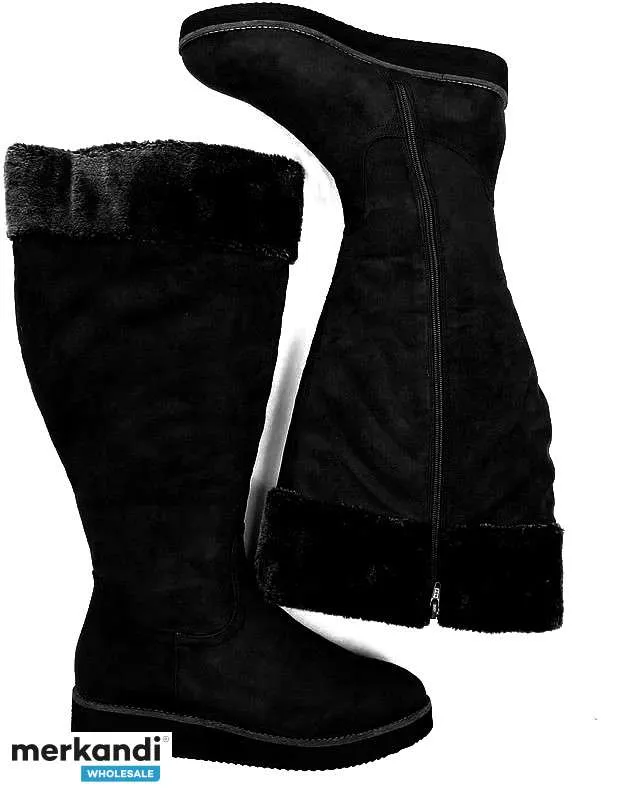 BOTAS ALTAS MUJER ECO PIEL ANTE NEGRO CON PELO 39  43