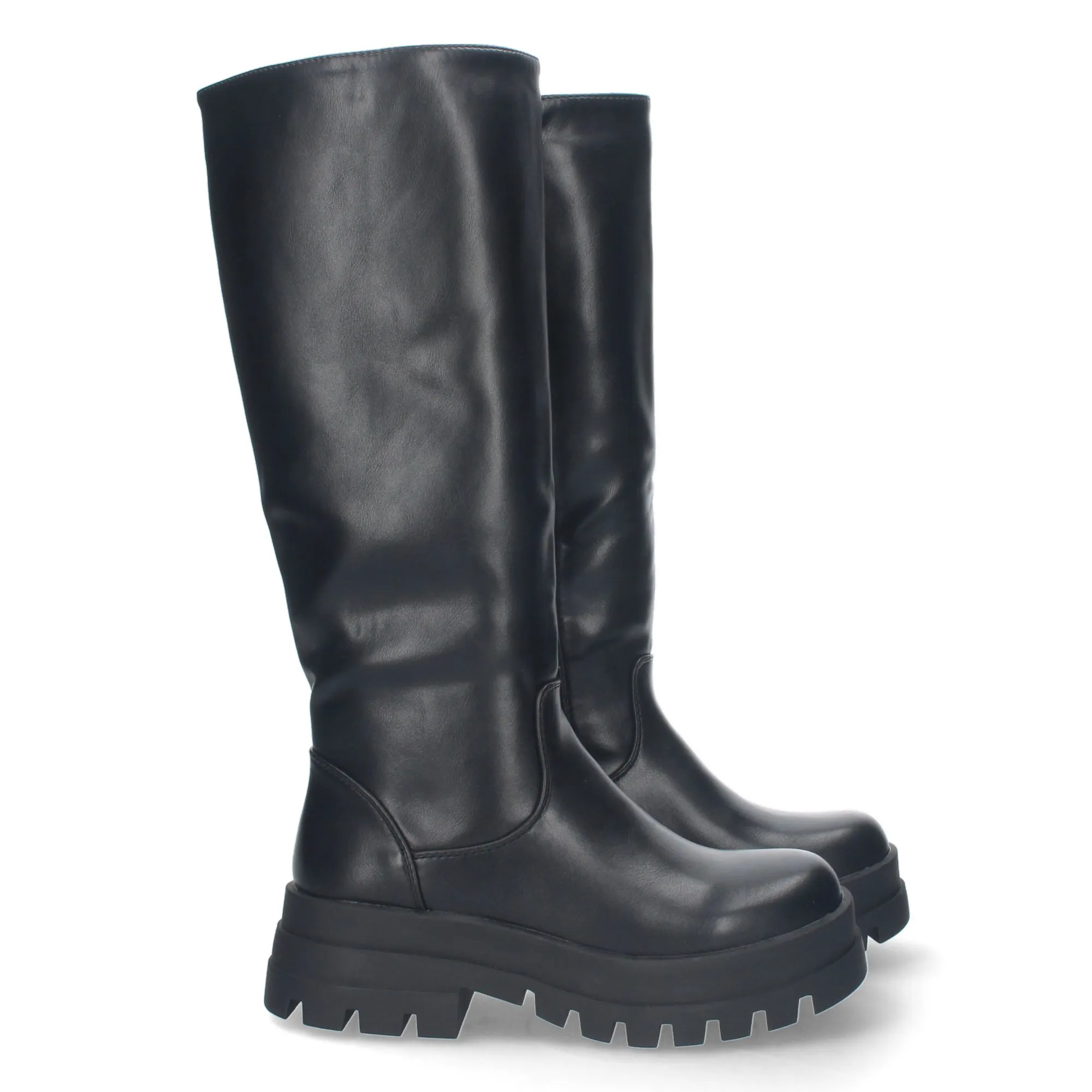 BOTAS ALTAS NEGRAS CóMODA SUELA DENTADA MUJER BC305