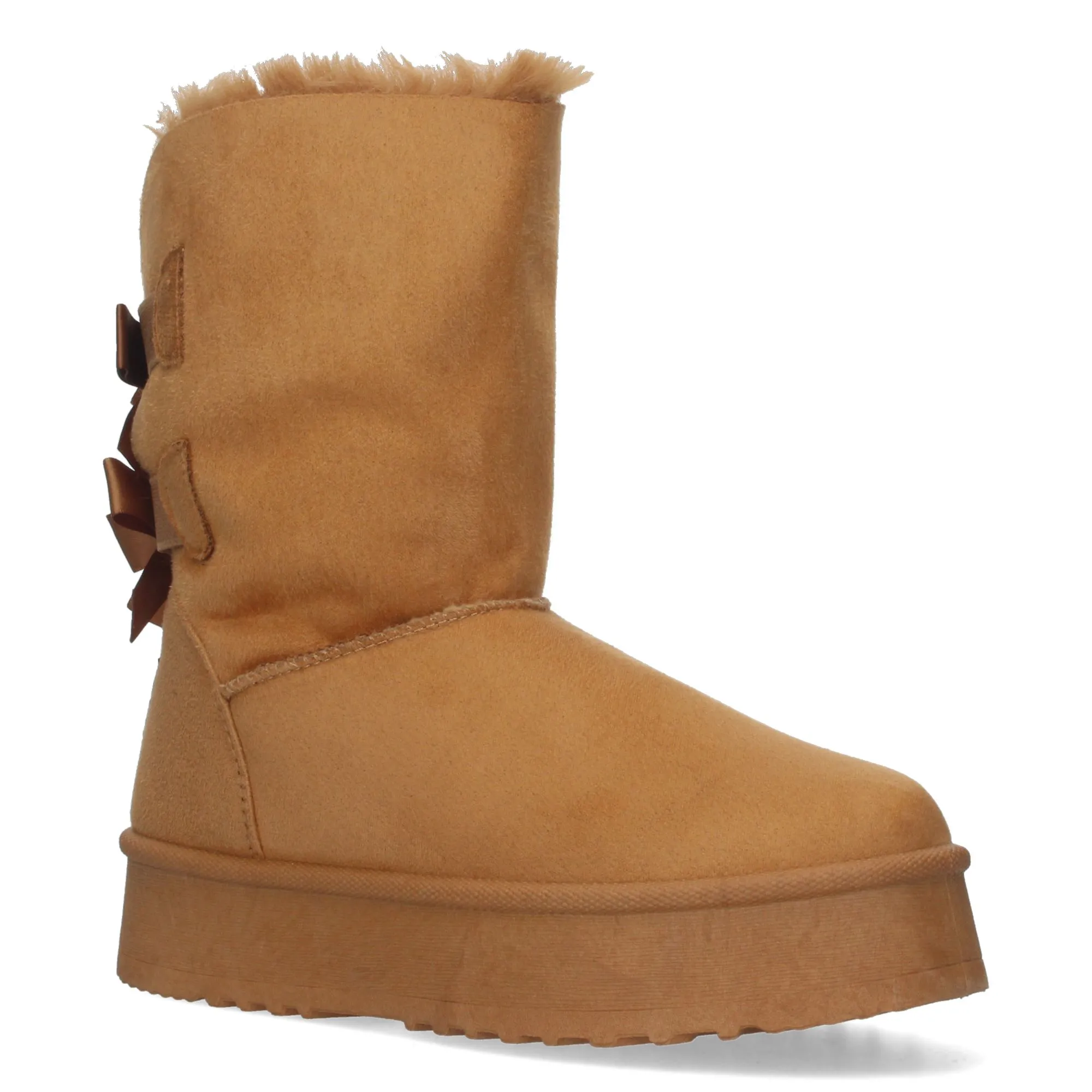 Botas australianas altas de plataforma lazos para mujer camel