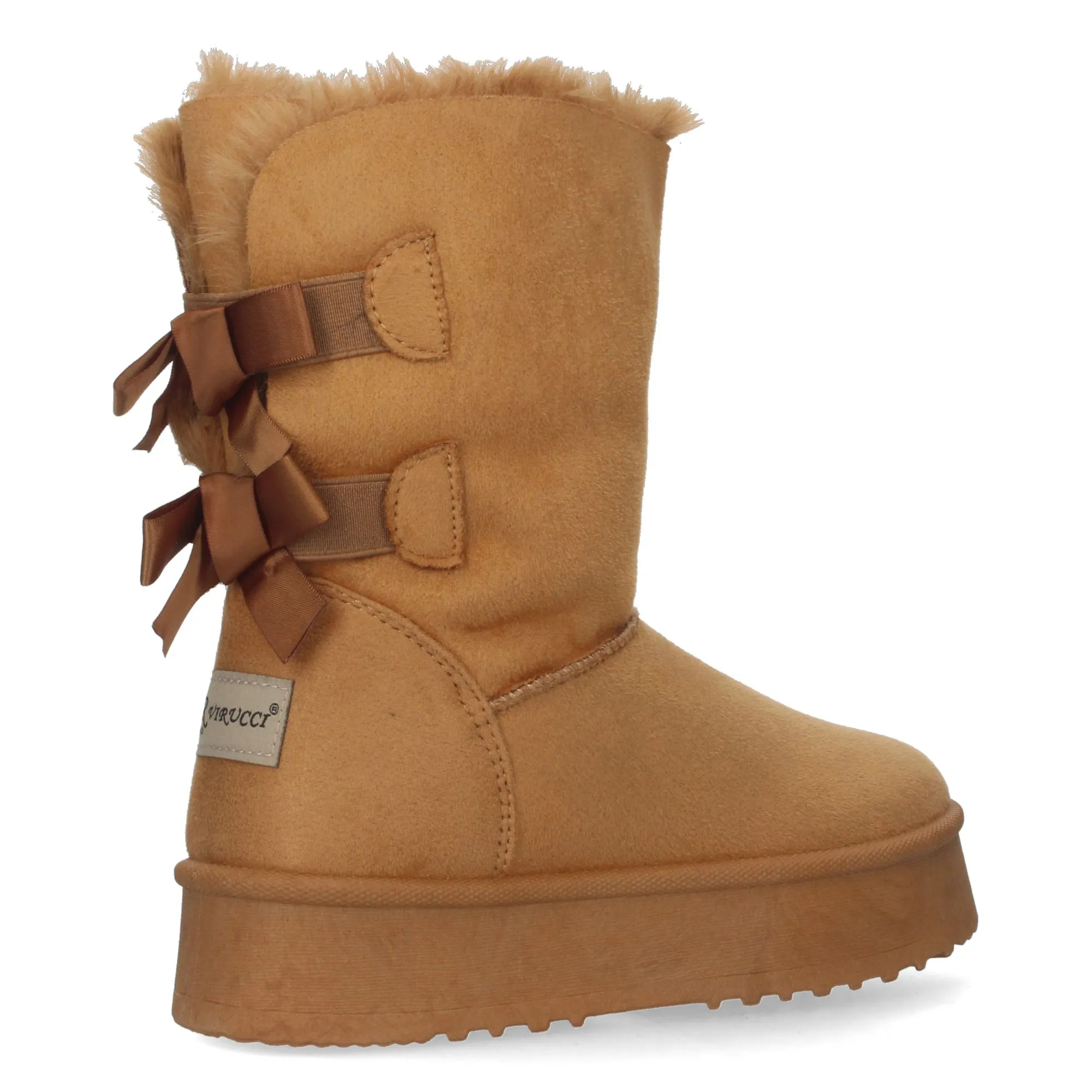 Botas australianas altas de plataforma lazos para mujer camel