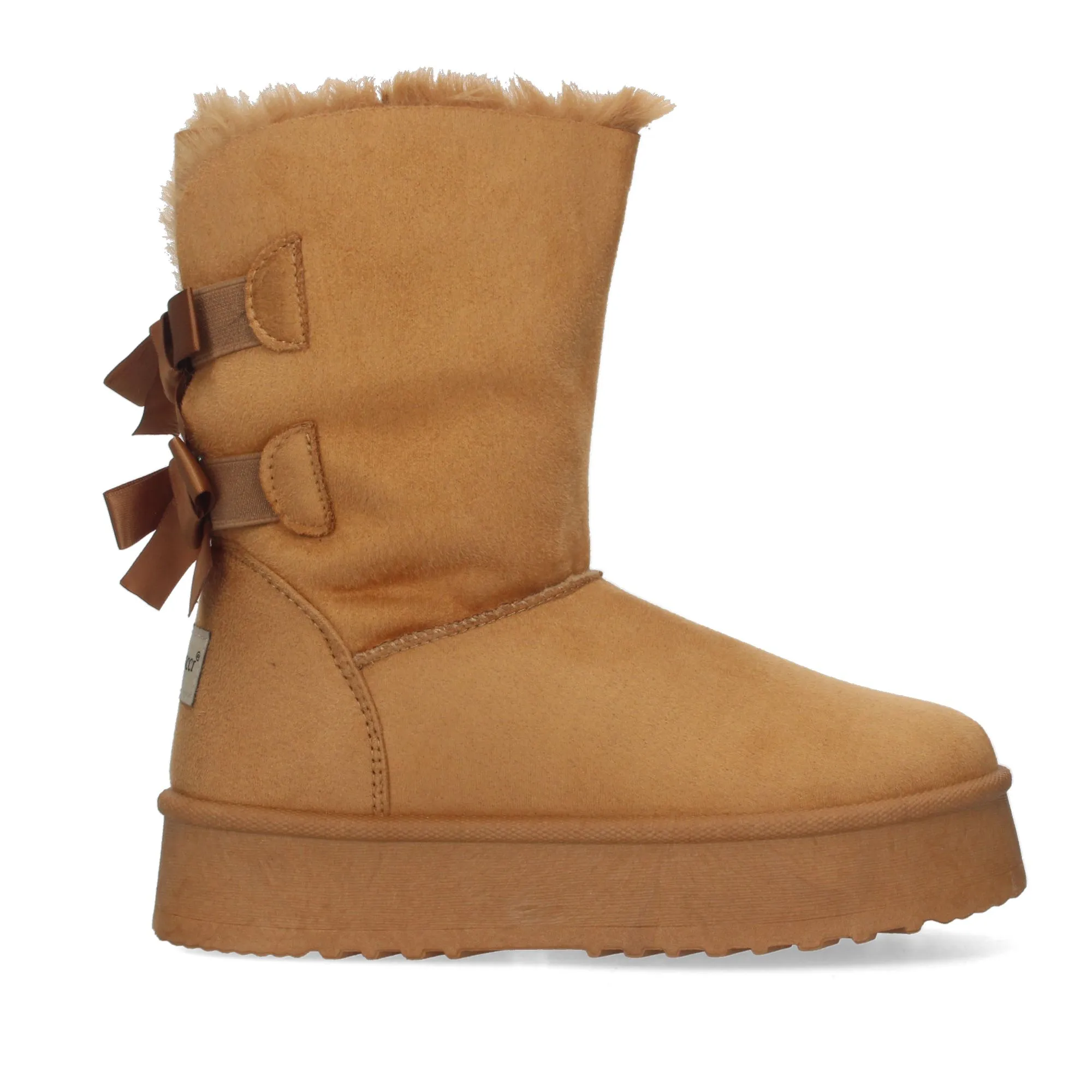 Botas australianas altas de plataforma lazos para mujer camel