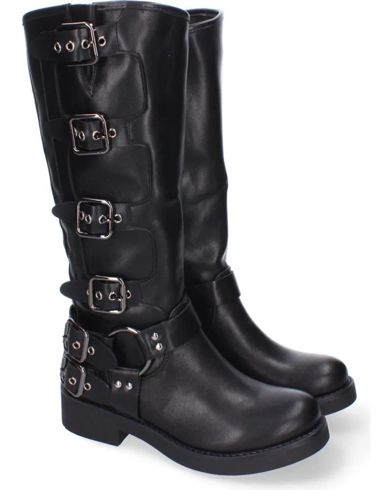 Botas PUNTOSALAO  de Mujer BOTAS ALTAS ESTILO MOTERO HEBILLAS PARA MUJER COLOR NEGRO JW  VARIOS COLORES