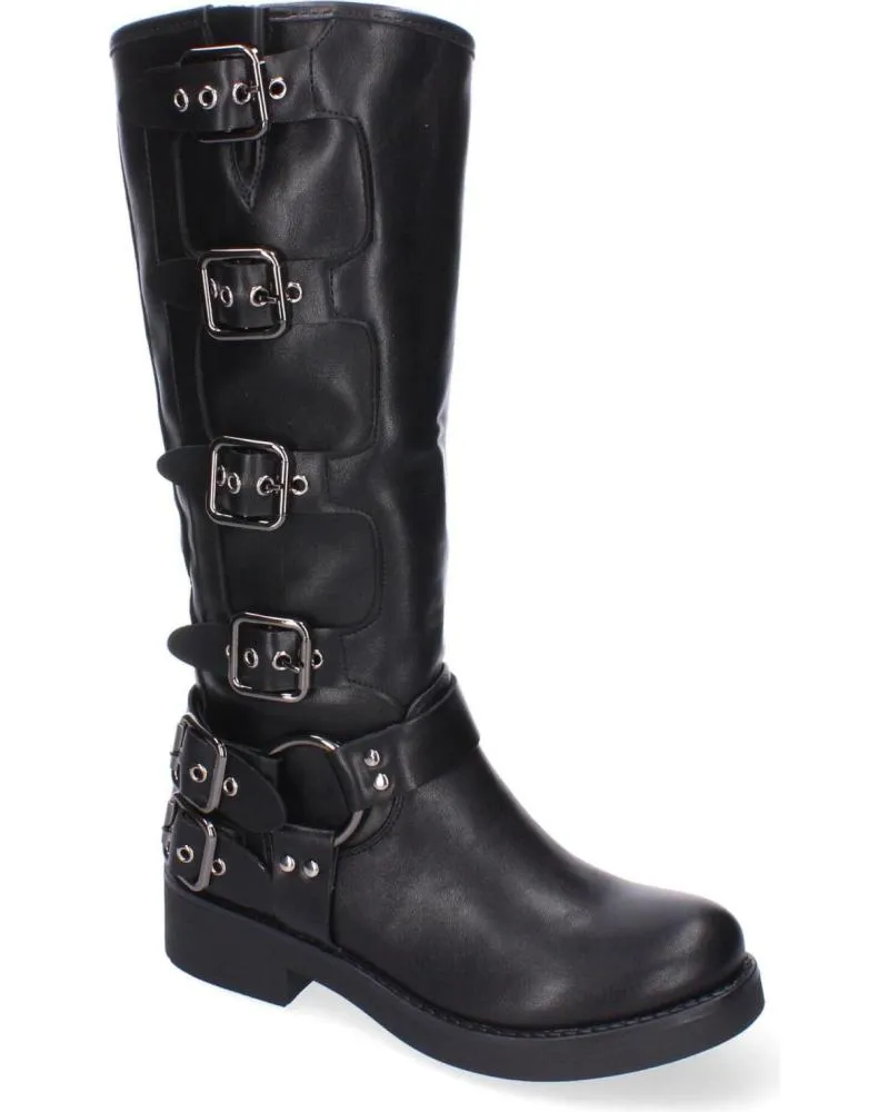 Botas PUNTOSALAO  de Mujer BOTAS ALTAS ESTILO MOTERO HEBILLAS PARA MUJER COLOR NEGRO JW  VARIOS COLORES